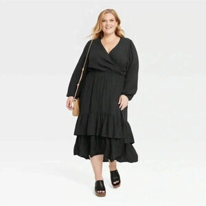 NWT Knox Rose Black Wrap‎ Dress